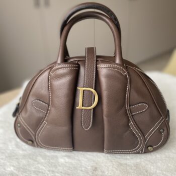 Delvaux Brillant MM Rodéo Calf leder kleur cognac met goudkleurige