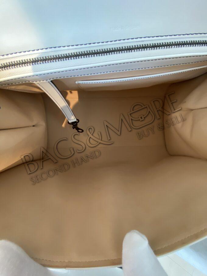 Delvaux Handbag Brillant GM Box Calf Leather White and Black- Magis with Black Strap