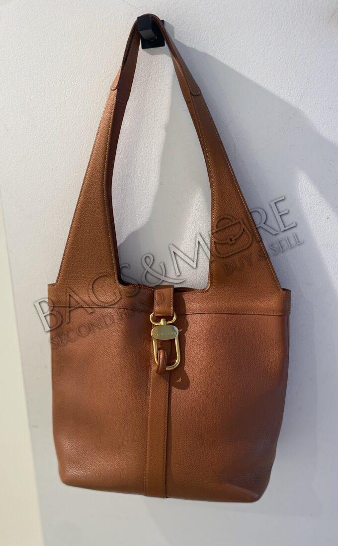 Delvaux schoudertas Liaison trotteur leder kleur cognac - fauve met golden hardware