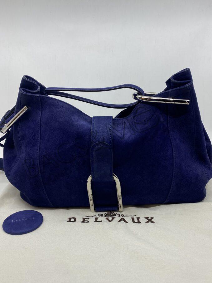 Delvaux model Chablis Santiago kleur indigo en zilveren hardware nubuck leder