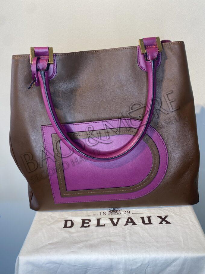 Delvaux schoudertas Louise Satchel bicolor cardinal en bruin allure leder