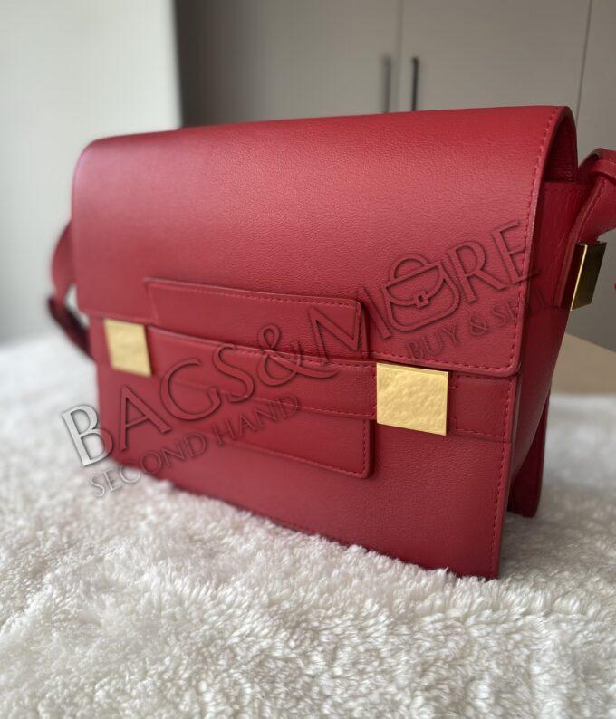 Delvaux Le Madame Crossbody lipstick red en golden hardware