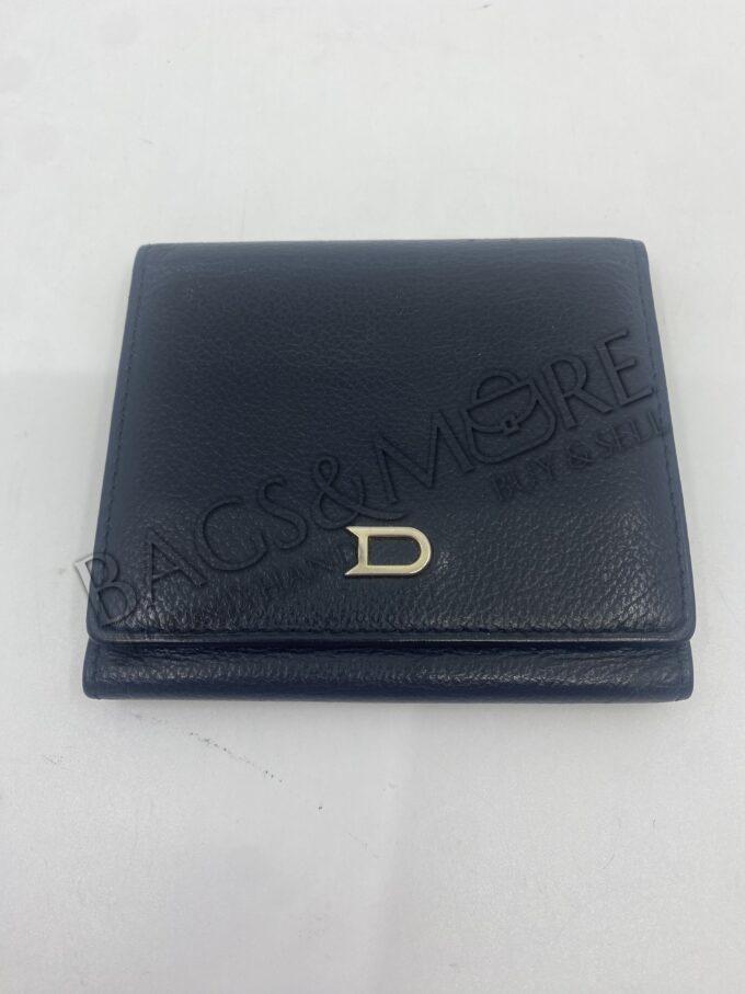 Delvaux Card Holder gekorreld leder kleur zwart met zilverkleurig D logo