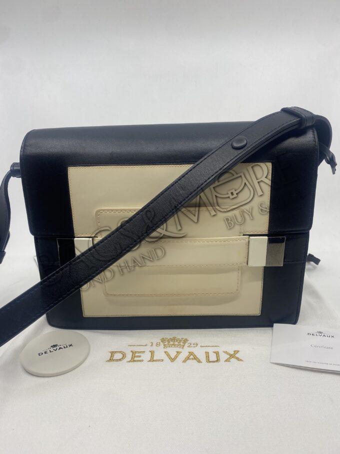 Delvaux Le Madame PM smoking Crossbody zwart en wit met zilverkleurige hardware