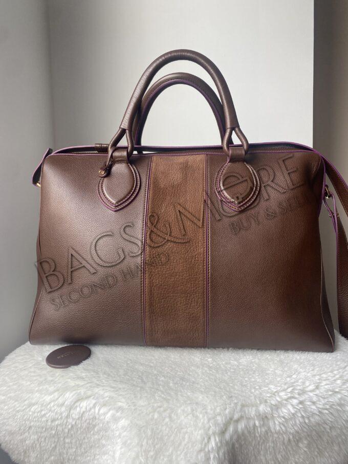 Delvaux cabas chic E/W zip kleur marron en paars met afneembare strap