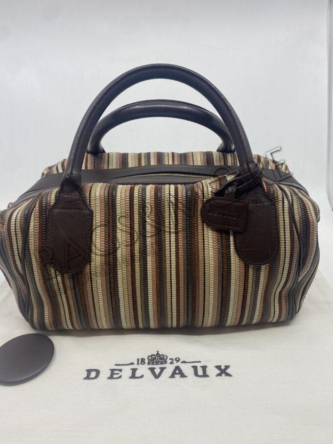 Delvaux handtas model Gelato toile de cuir bruine tinten en golden hardware