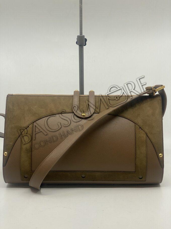 Delvaux Alice schoudertas daim en leder kleur taupe met golden hardware